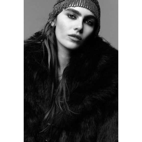 ZARA SHORT FAUX FUR COAT WITH FIREMAN CLASPS - Picture 7 of 10